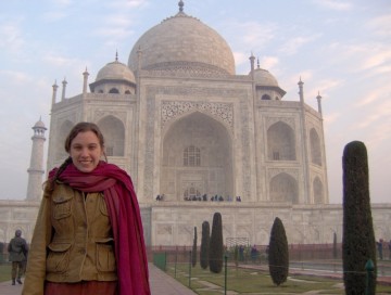 Heather with the Taj Mahal in Agra, India